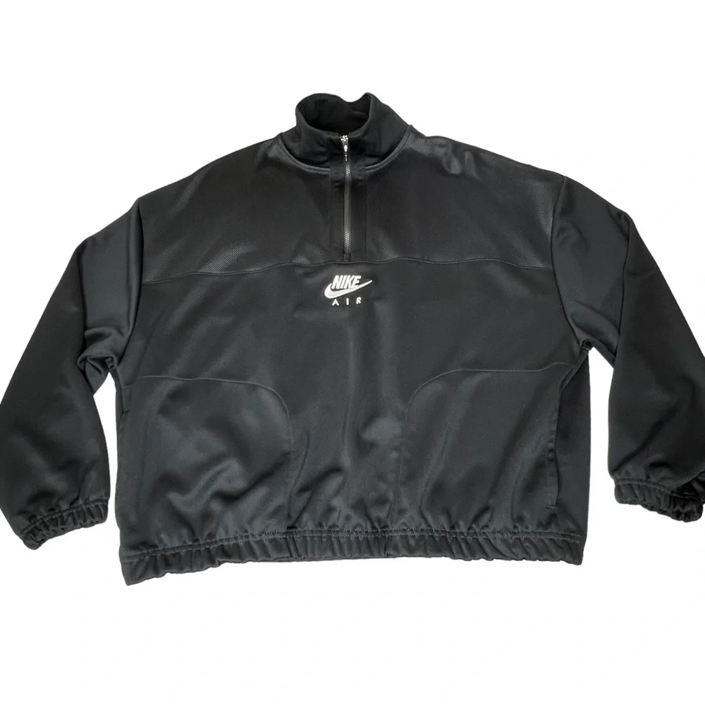 NIKE SPORTSWEAR AIR 1/4 Zip Black White Mesh Pullover Women's Size L